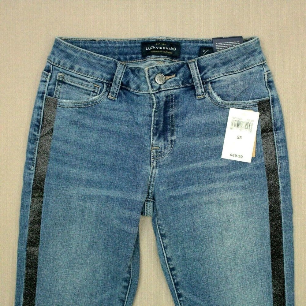Lucky Brand Blue Skinny Jeans with Tuxedo Stripe